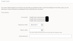 chase travel notification form