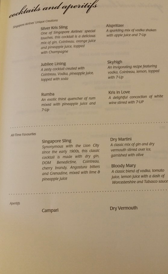 menu singapore airlines business class