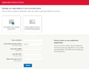 check bank of america credit card application status