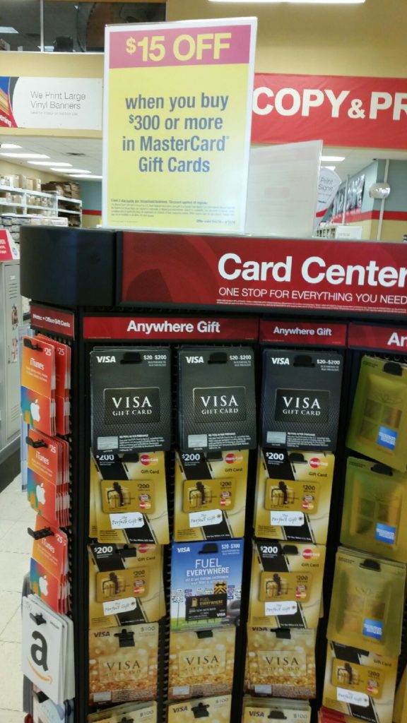 $15 Off $300 Purchase of MasterCard Gift Cards at OfficeMax & Office Depot