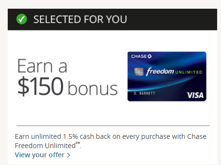 chase freedom unlimited preapproved