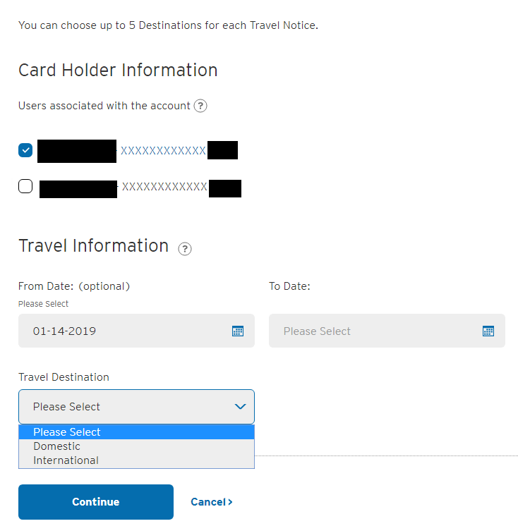 citi bank credit card travel notification