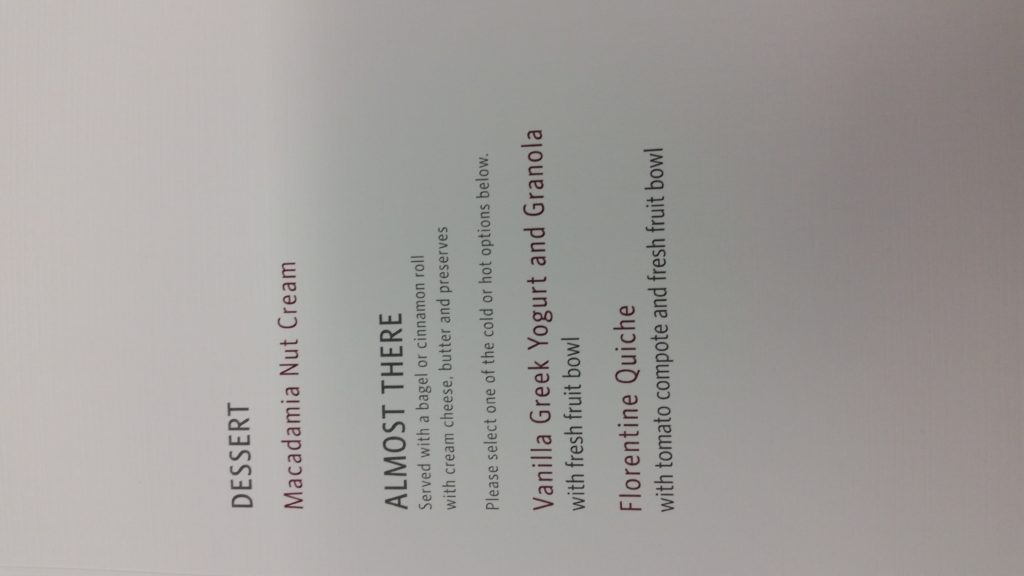 menu on delta first class Hawaii review HNL to msp