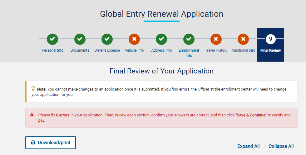login to global entry renewal service