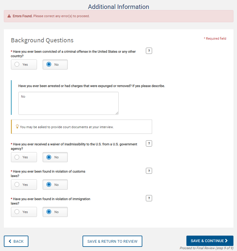 Global entry renewal information needed