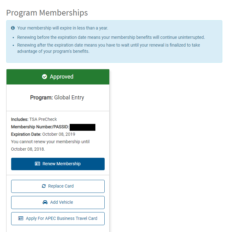 how to renew global entry membership