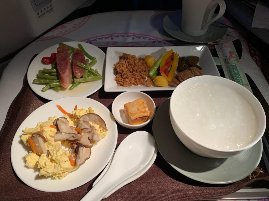 eva air business class meal before landing