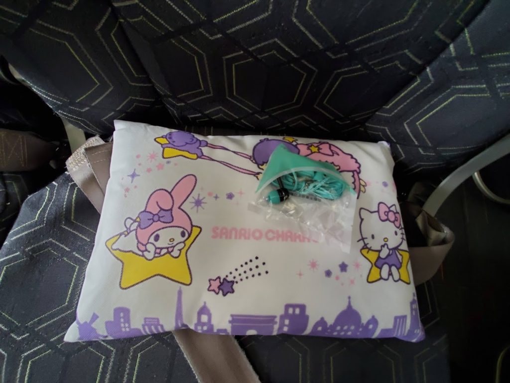 eva air economy class hello kitty pillow