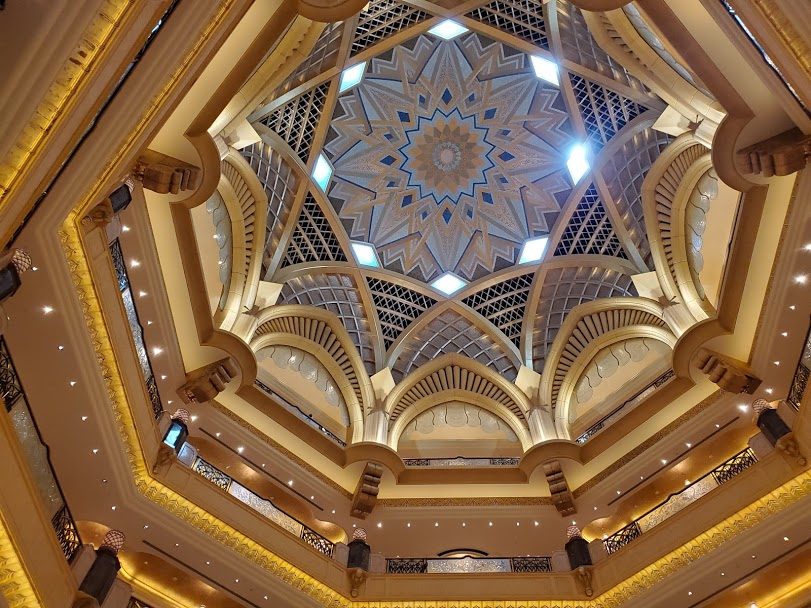 Emirates Palace hotel in Abu Dhabi domed ceiling