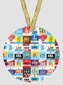 worldwide airport codes Christmas ornament