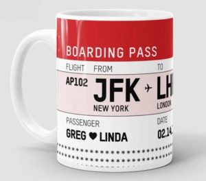 Valentines day travel themed mug