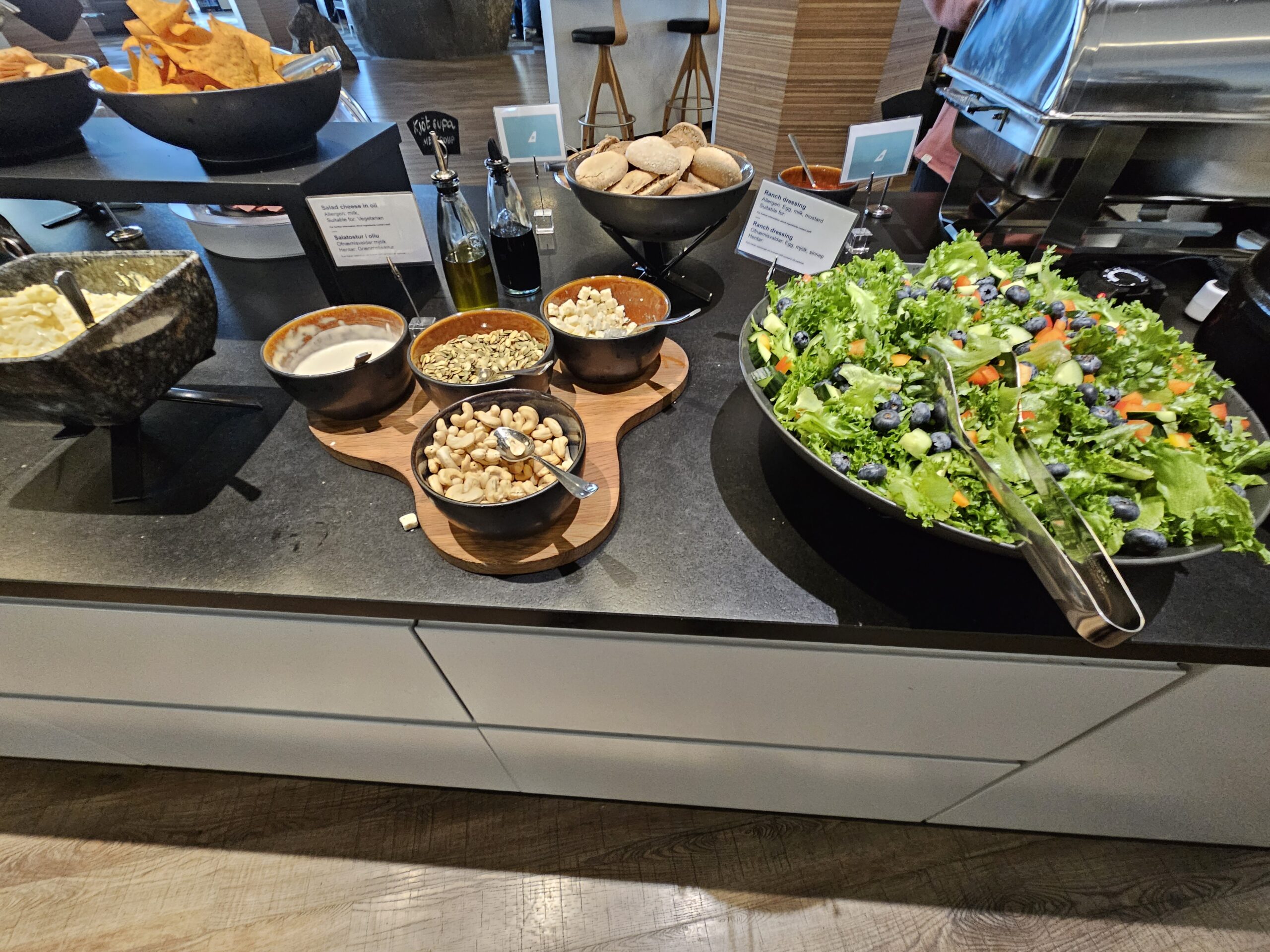 Icelandair Saga Lounge buffet table