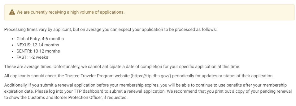 global entry processing time