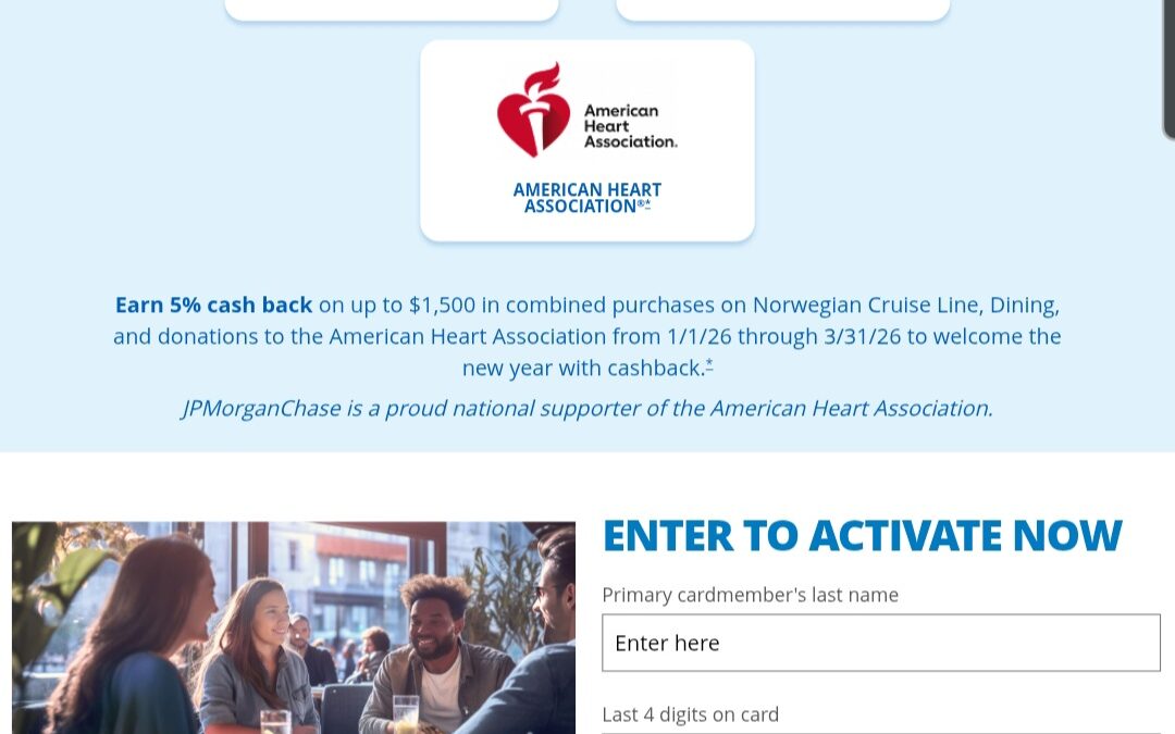 Chase Freedom Flex 2026 1st Quarter 5% Bonus Categories – Register Now!