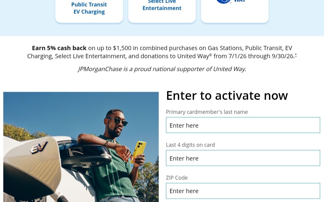 Chase Freedom Flex 2026 3rd Quarter 5% Bonus Categories